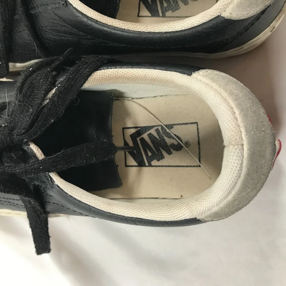 VANS Off The Wall Old Skool Lux Black Leather Lace Up Shoes‎ Mens 6.5 Womens 8